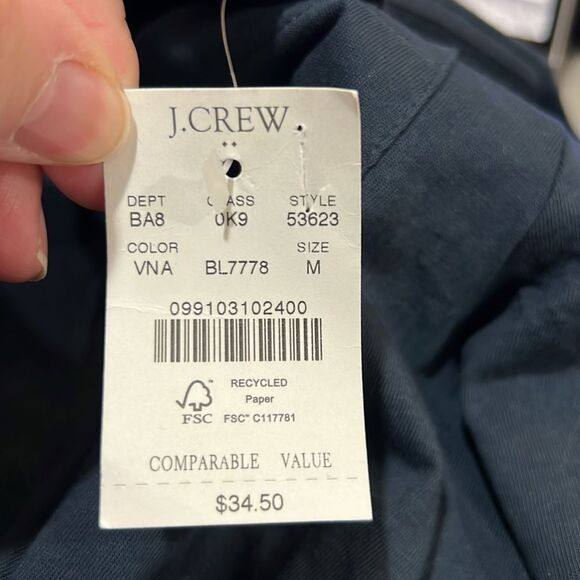 J. Crew Factory 53623 Cotton-blend washed jersey pocket tee Navy NWT - Picture 6 of 9